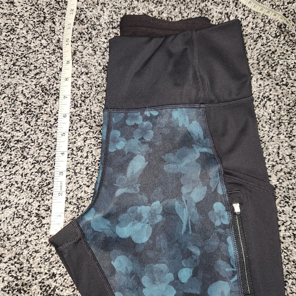 Athleta Frost Hi Traverse Leggings Hi Rise Black Green Floral Fairy Pockets Sz S - Picture 8 of 9